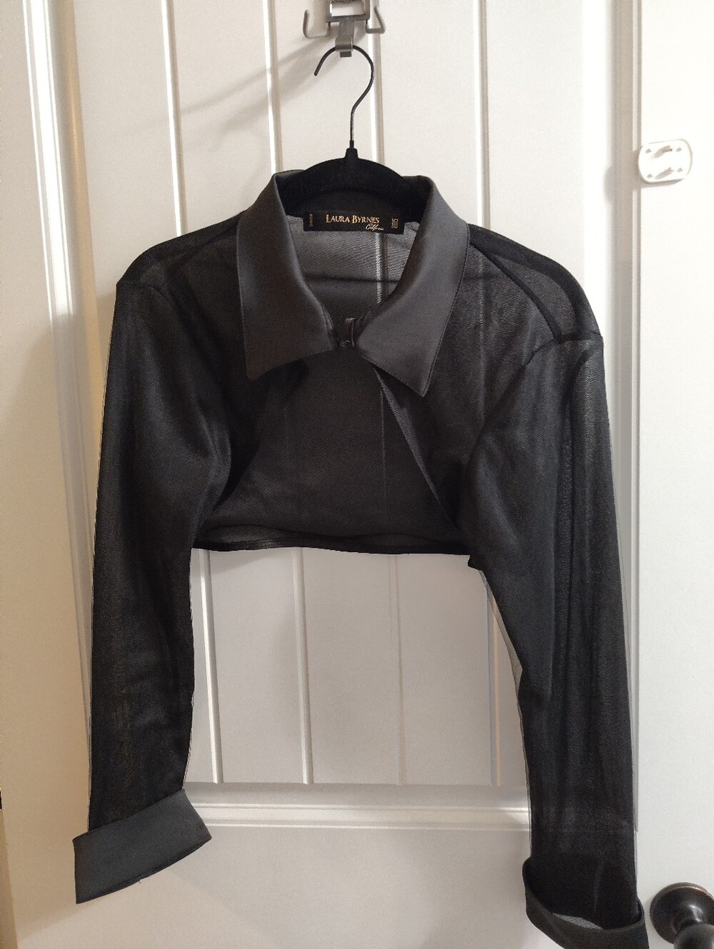 Laura Byrnes Black Sheer Cropped Shrug Jacket